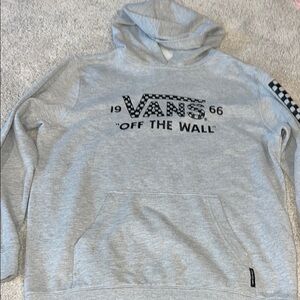 Vans Gray Hoodie with Checkerboard Detail